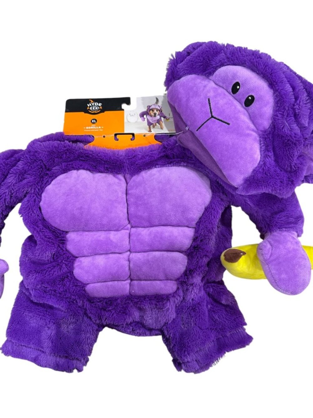 Hyde & Eek! Purple Gorilla Pet Costume XL With Hood & Toy - Picture 6 of 6